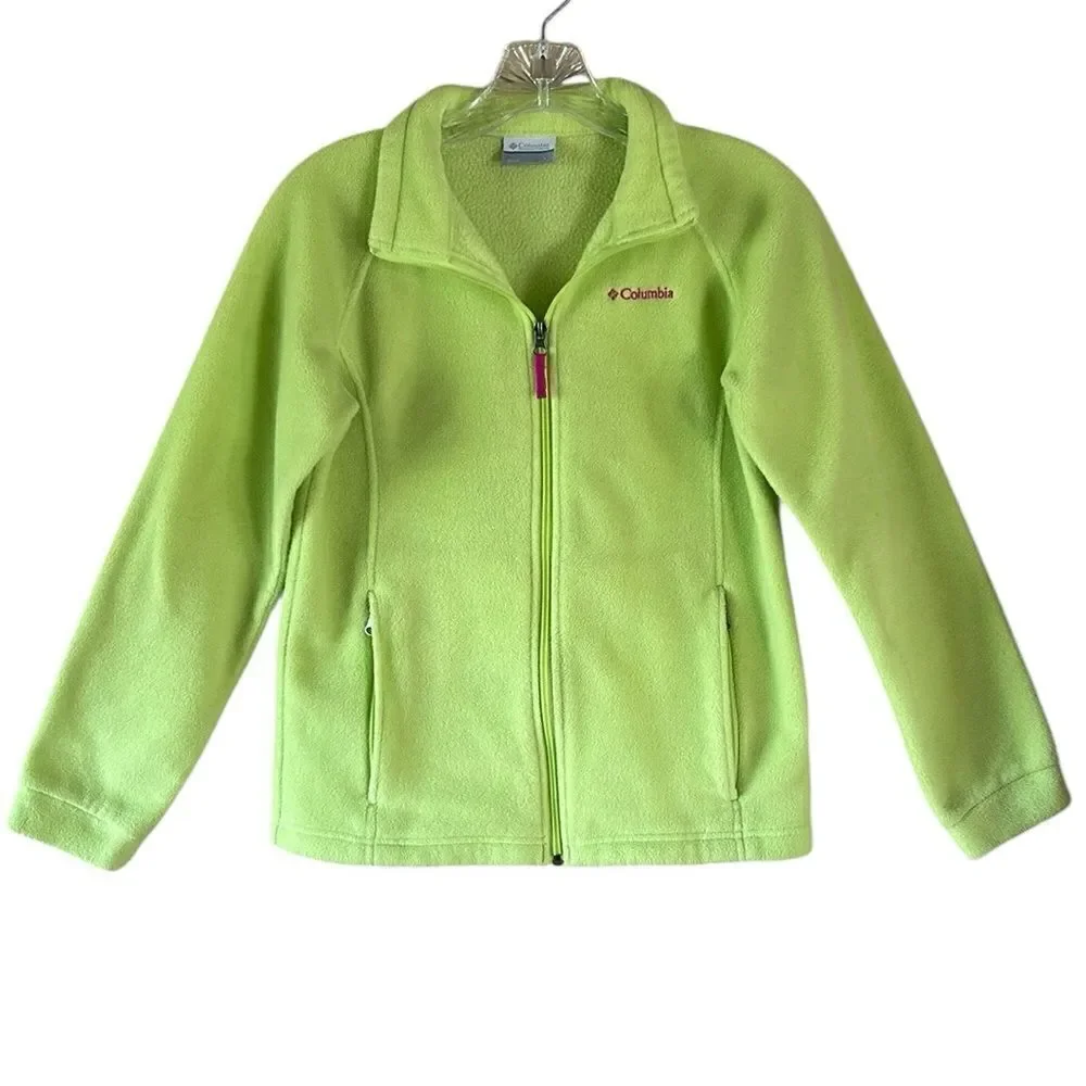 Columbia Girls Neon Yellow Full Zip Fleece Jacket